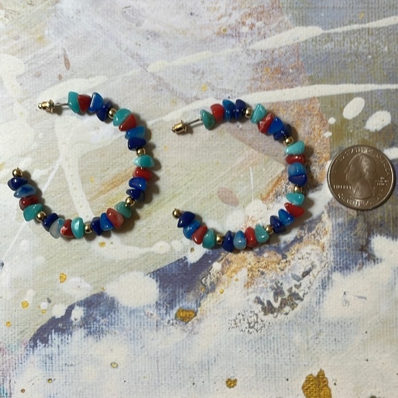 Colorful Beaded Hoop Earrings - Picture 9 of 14